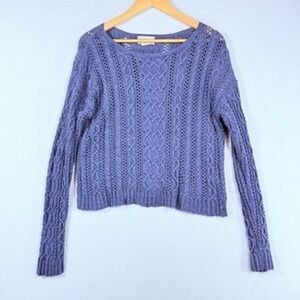 Denim & Supply Ralph Lauren Sweater Womens Large Blue Cable Knit Boho Cottage
